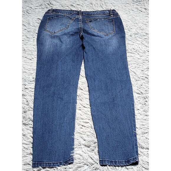 Kensie Jeans Skinny Crop Womens 4/27 4 Mid Rise Blue Distressed‎ Patchwork Denim - Picture 2 of 16